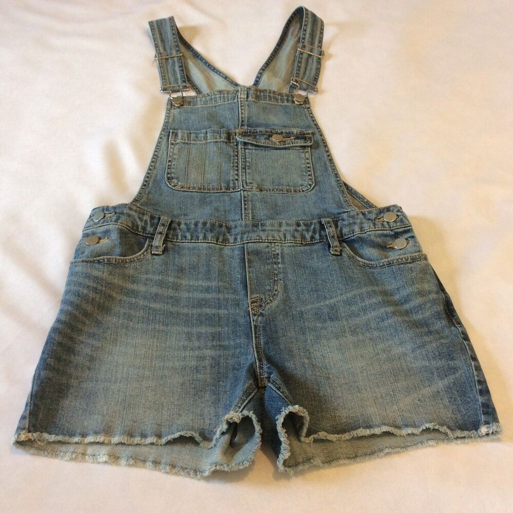 Mossimo Supply Blue Jean Shortalls Size S Denim Cut Offs Frayed Hem Festival Fun